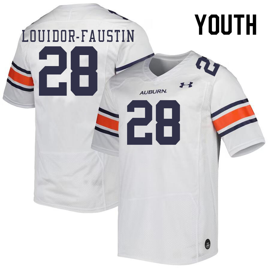 Youth #28 Kensley Louidor-Faustin Auburn Tigers College Football Jerseys Stitched-White